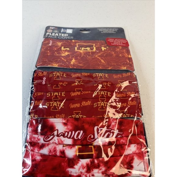 Iowa State NCAA Football Foco Pack 3pk Pleated Face Covering Mask - Picture 2 of 5